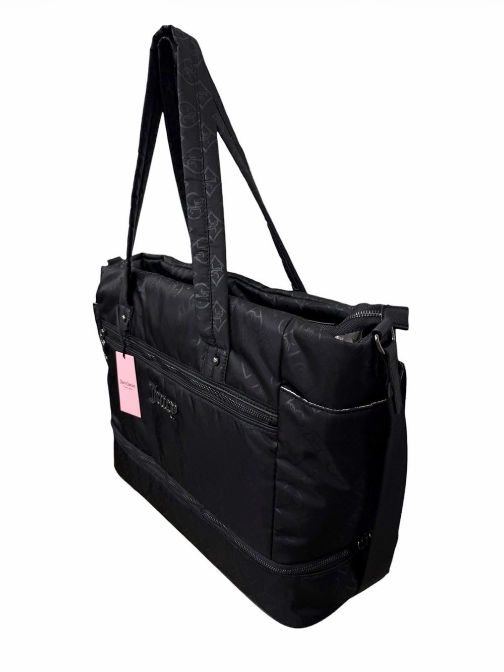 NWT Juicy Couture Black Monogram XL Travel Weekender Duffle Tote Bag - Picture 7 of 10